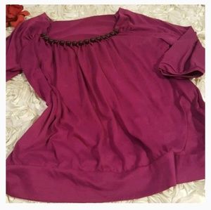 Lena Womens Top Beaded Neckline - Large.